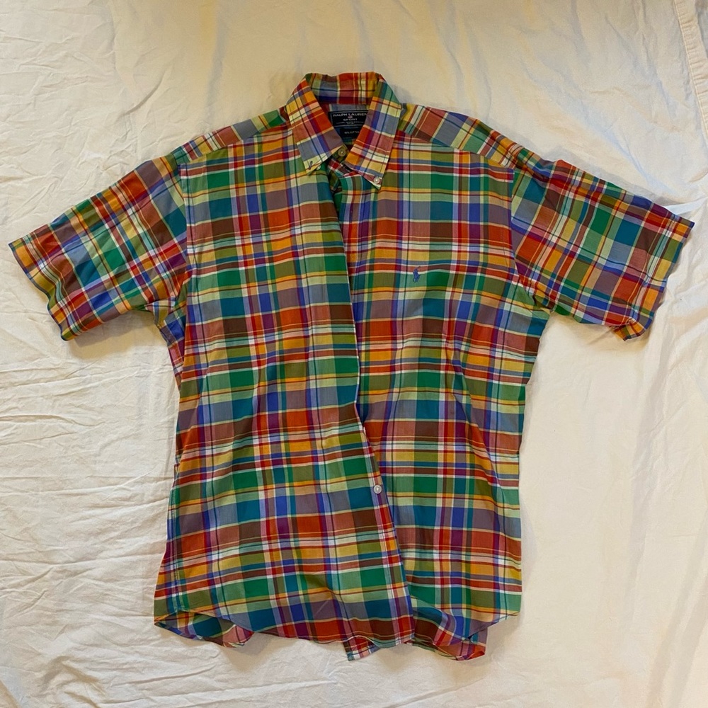 VINTAGE PLAID MULTI COLOR RALPH LAUREN BUTTON UP